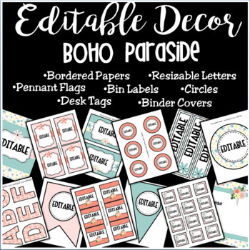 Preview of Editable Decor Label Set: BOHO PARADISE
