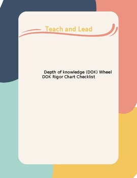 Preview of Depth of knowledge (DOK)Wheel & DOK Rigor Chart & Checklist ( Editable resource)