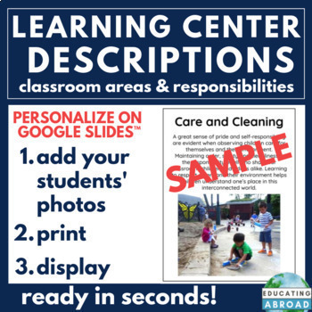 Preview of Editable Descriptions for Classroom Learning Centers | Open House Templates