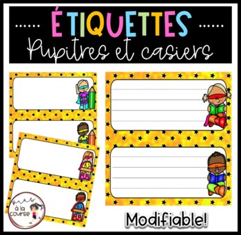 Preview of Editable Desk Labels | Étiquettes modifiables pupitres et casiers Superhéros