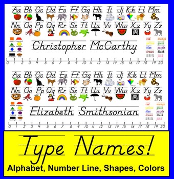 Preview of Editable Desk Name Plate Name Tags D'Nealian Type Names of Students!