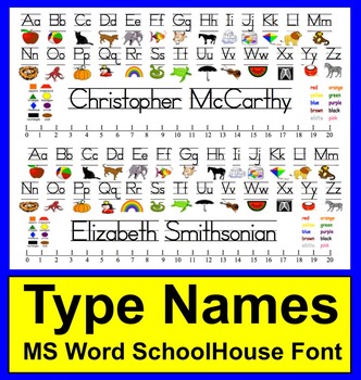Preview of Editable Desk Name Plate or Name Tag - MS Word Schoolhouse Font Type Names!