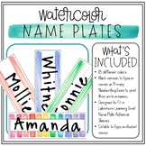 Editable Desk Name Plates / Desk Name Tags Watercolor Theme
