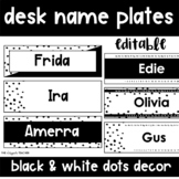 Editable Desk Name Plates and Name Tags With Black & White