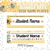 Editable Desk Name Tags | Beautiful Busy Bumble Bees Theme