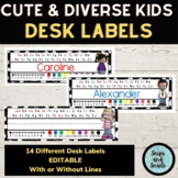 Desk Name Tags EDITABLE- Cute and Diverse Kids