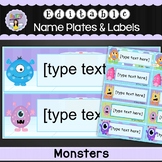 Editable Desk Name Tags and Labels - Monster Theme