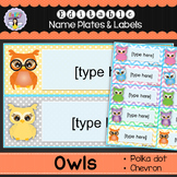 Editable Desk Name Tags and Labels (Owl Theme)