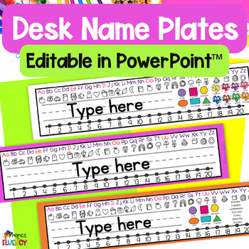 Preview of Editable Desk Plates - Student Desk Name Plates - Desk Name Tags Kindergarten