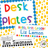Editable Desk Plates {bright rainbow plus black and white}