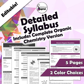 Preview of Editable Detailed Syllabus - Organic Chemistry Version Included