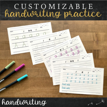 Preview of Customizable Handwriting Practice : Ready? Get Set. Print! Differentiated