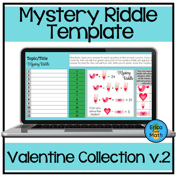 Preview of Editable Digital Activity Template (Valentine Mystery Riddle v.2)