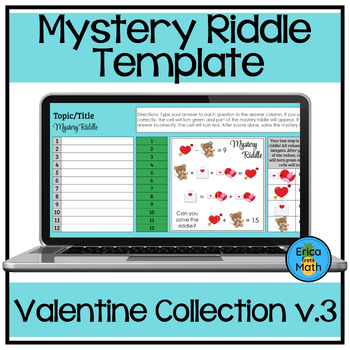 Preview of Editable Digital Activity Template (Valentine Mystery Riddle v.3)