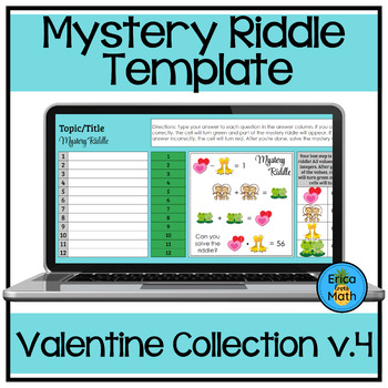 Preview of Editable Digital Activity Template (Valentine Mystery Riddle v.4)