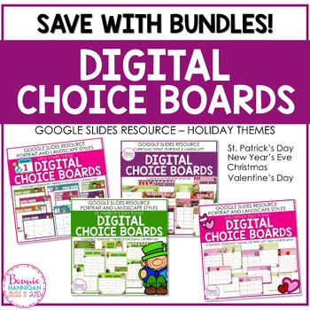 Preview of Editable Digital Choice Board Bundles! Holiday Themed