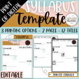 Editable Print + Digital Classroom Syllabus Template | Boh