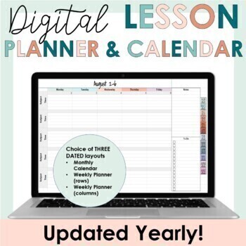 Preview of Editable Digital Lesson Planner and Dated Calendar Weekly Monthly Google Sheets™