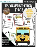 Editable Digital & Print Back to School Transportation Tag