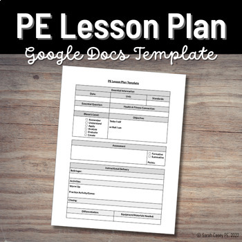 Preview of Editable, Digital & Printable PE Lesson Plan Template for Physical Education