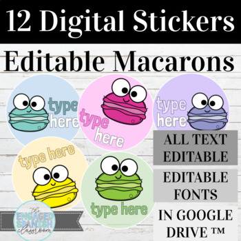 Preview of Editable Digital Stickers | Macarons for French Class