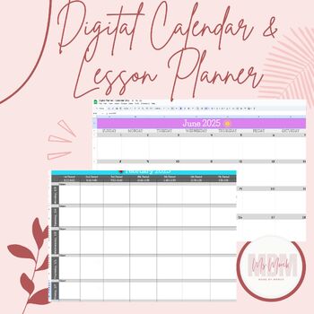 Preview of Editable Digital Teacher Lesson Planner & Calendar for all subjects (2024-2025+)