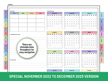 Editable Digital Teacher Planner & Calendar | 2023 | Google Sheets Template