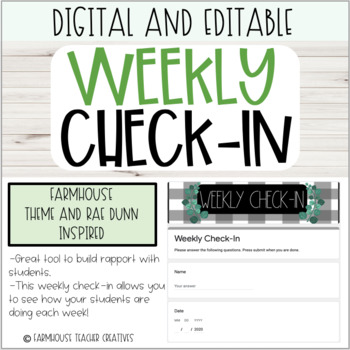 Preview of Editable Digital Weekly Check-In (Rae Dunn Theme and Farmhouse Style)