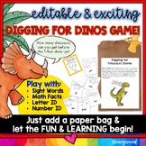 Editable Dinosaur Game : Sight Words , Letters , Math Fact