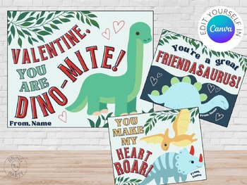 Preview of Editable Dinosaur Valentine | Dino-Mite Valentine | School Valentine