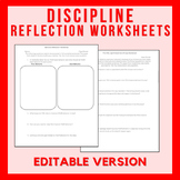 Editable Discipline Reflection Worksheets for Misbehaving 