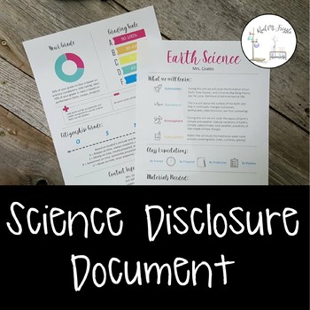 Preview of FREE! Editable Disclosure Document for Science Class