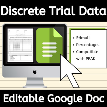 Editable Discrete Trial Training Data Sheet For PEAK DTT In ABA Therapy Autism