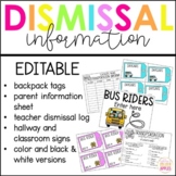 Editable Dismissal Tags - Bus Tags - Back to School