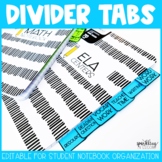 Editable Divider Tabs | Student Notebook Organization