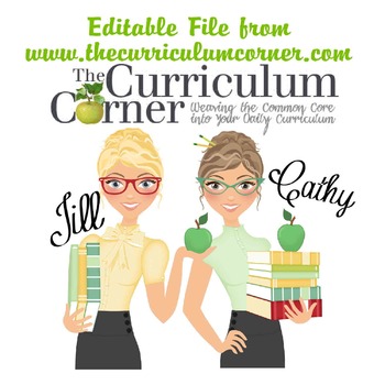 Preview of Editable Document from www.thecurriculumcorner.com