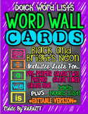 *Editable* Dolch Word Wall Cards {Black & Brights Neon}