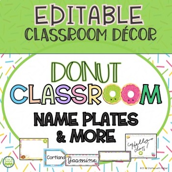 Preview of Editable Donut Classroom Decor - Name Plates, Locker Tags