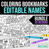 Editable Doodle Coloring Student Name Bookmarks (Summer & 