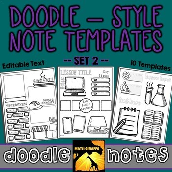 Preview of Editable Doodle Note Templates STARTER SET 2
