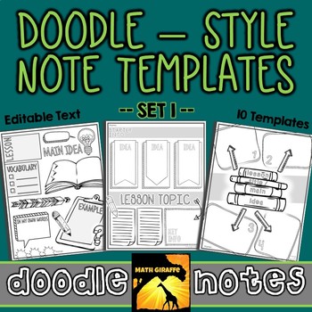 Preview of Editable Doodle Note Templates STARTER SET 1