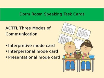 Preview of Editable Door Room Speaking Task Cards for All Levels (ACTFL Modes)