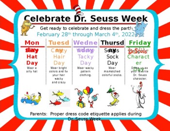 Preview of Dr. Suess Week Handout