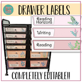 Editable Drawer Labels/Rolling Cart/Boho/Botanical/Plants/