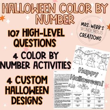 Preview of Editable ELA Halloween Color by Number Activity & Skills Analysis