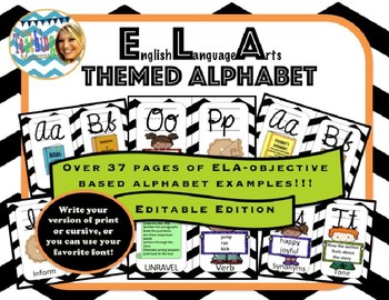 Preview of Editable ELA Themed Alphabet