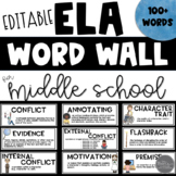 Editable ELA Word Wall for Middle School