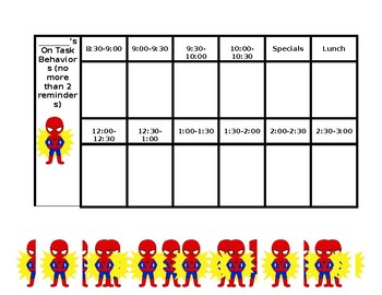 Preview of Editable ESE Daily Behavior Chart - Spiderman