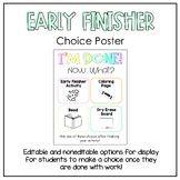 Editable Early Finisher Choice "I'm Done" Poster