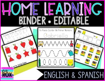 Preview of Editable | Early Learning Home Learning 4 Back to Sch Binder
